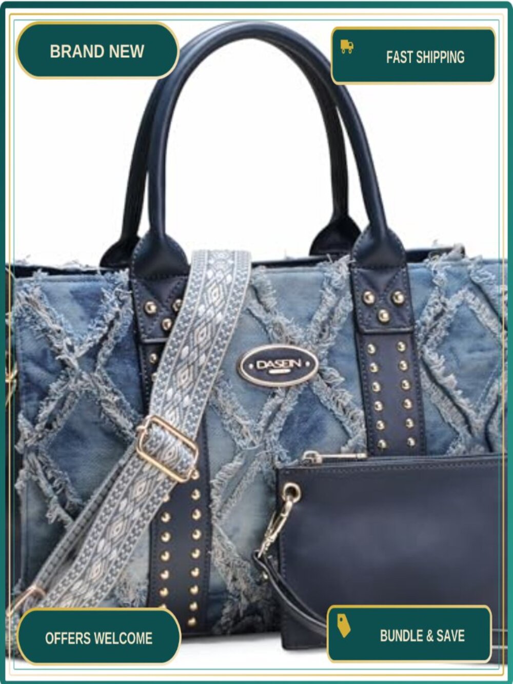 Vegan Leather Tote Wallet Set Top Handle Satchel Shoulder Hobo Bag